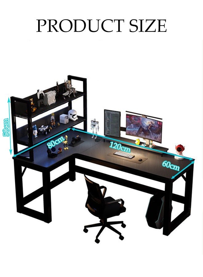 Spides طاولة كمبيوتر على شكل L طاولة زاوية منزلية لطاولة الألعاب اليسرى واليمنى قابلة للعكس طاولة كمبيوتر سطح المكتب مع رفوف تخزين إطار معدني قوي طاولة ألعاب مع حامل شاشة محطة عمل دراسية مريحة للمنزل والمكتب والدراسة والعمل - Image 4